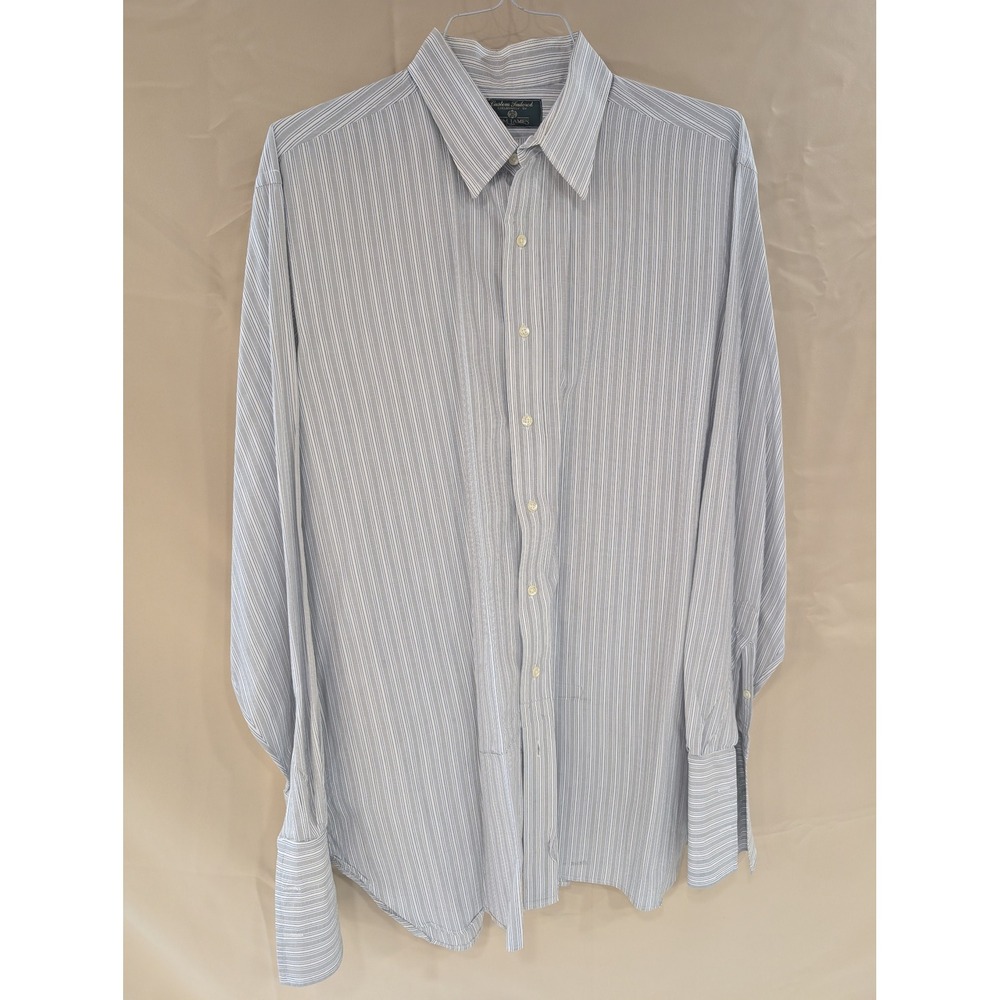 Tom James Custom Tailored Mens Striped Button Down Dress Shirt 16.5 / 38